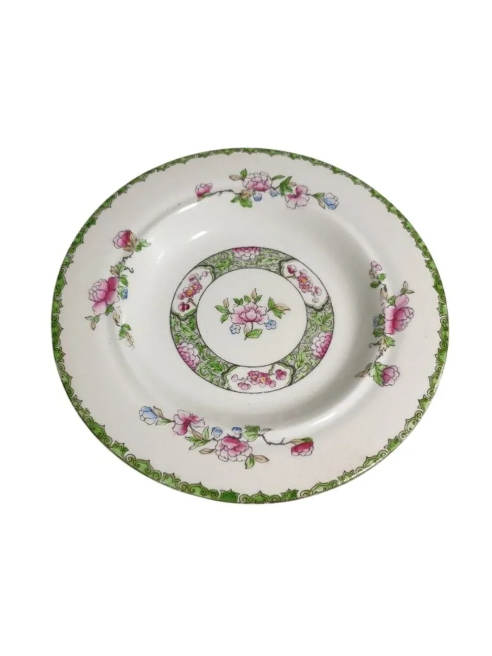 Anchor China Plate and Bowl Pink Green Floral Pattern Bone China England Vintage